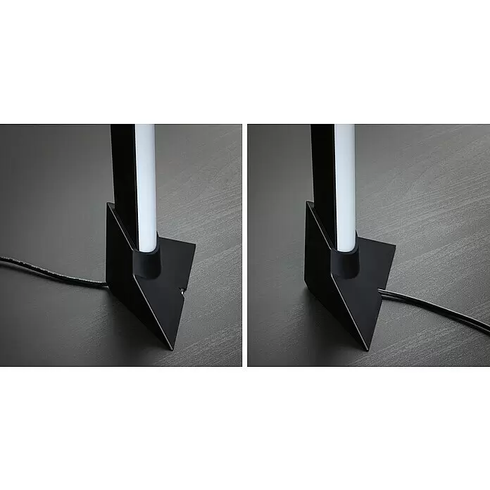 Paulmann Zubehör-Set Lightbar Base - Schwarz, 2 Stk. - Schwarzer, eckiger Lampensockel mit weißem Leuchtrohr und angeschlossenem schwarzem Stromkabel.