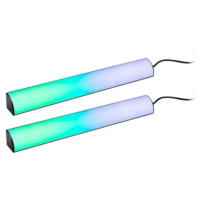 Paulmann Lámpara fluorescente LED - L x An x Al: 30,5 x 3 x 3 cm, Color de luz: RGB, 5 V, 2 ud. - Dos barras de luz LED con un degradado de color de verde a violeta, perfectas para PC de juegos e iluminación ambiental.