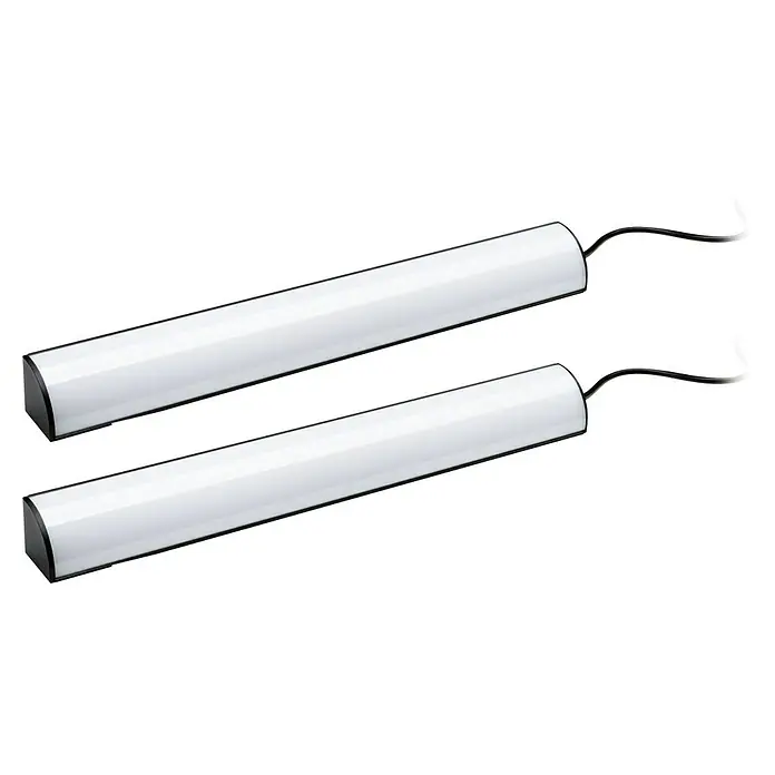 Paulmann Lámpara fluorescente LED - L x An x Al: 30,5 x 3 x 3 cm, Color de luz: RGB, 5 V, 2 ud. - Dos luces LED con marco negro y cables de conexión, ideales para soluciones de iluminación interior modernas.