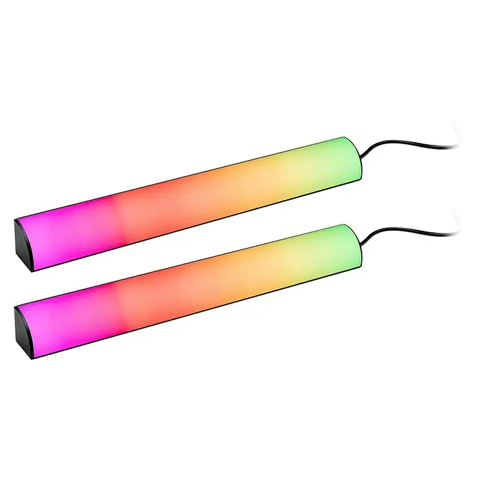Paulmann Lámpara fluorescente LED - L x An x Al: 30,5 x 3 x 3 cm, Color de luz: RGB, 5 V, 2 ud. - Dos vibrantes barras de luz LED con un degradado de rosa a naranja a verde y un cable negro para iluminación ambiental.