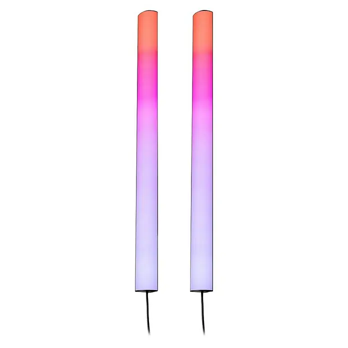 Paulmann LED-Lichtleiste - L x B x H: 60,5 x 3 x 3 cm, Lichtfarbe: RGB, 5 V, 2 Stk. - Zwei LED-Säulen mit Farbverlauf von rot nach lila, ideal für stimmungsvolle Beleuchtung und moderne Raumgestaltung.
