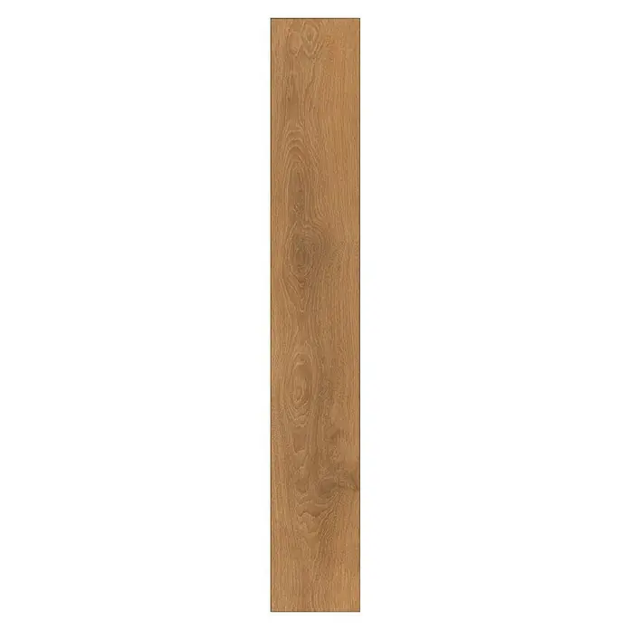 LOGOCLIC Aquaprotect Smart Silent Laminat - Corno Oak, Landhausdiele, 1.288 x 195 x 7 mm - Detailaufnahme einer einzelnen Diele mit hellbrauner Holzmaserung, ideal für Bodenbeläge und Innenarchitektur.