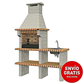 Collippo Braga Barbacoa de obra con fregadero (Superficie parrilla: 61 x 43 cm, Gris)