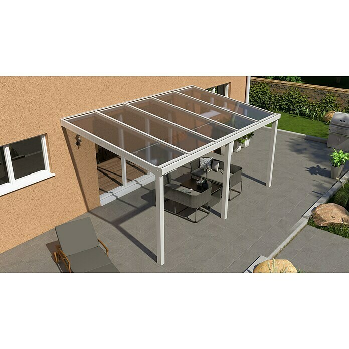 Terrassenüberdachung Special Edition (L x T: 500 x 300 cm, Polycarbonat, Verkehrsweiß, Klar)