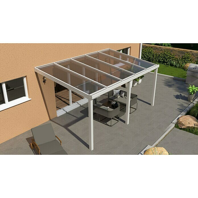 Gardendreams Terrassenüberdachung Special Edition (B x T: 500 x 350 cm, Verkehrsweiß, Polycarbonat, Klar)