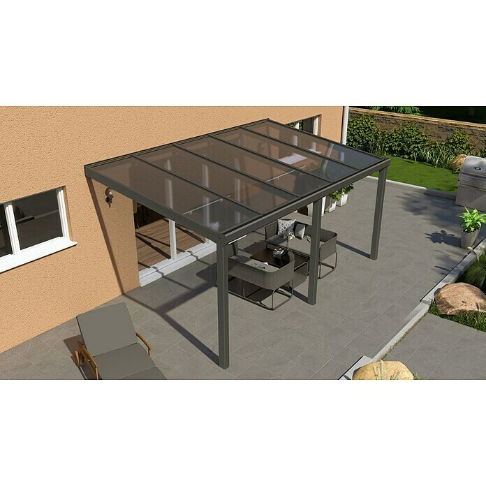 Terrassenüberdachung Special Edition (L x T: 500 x 350 cm, Polycarbonat, Anthrazitgrau, Klar)