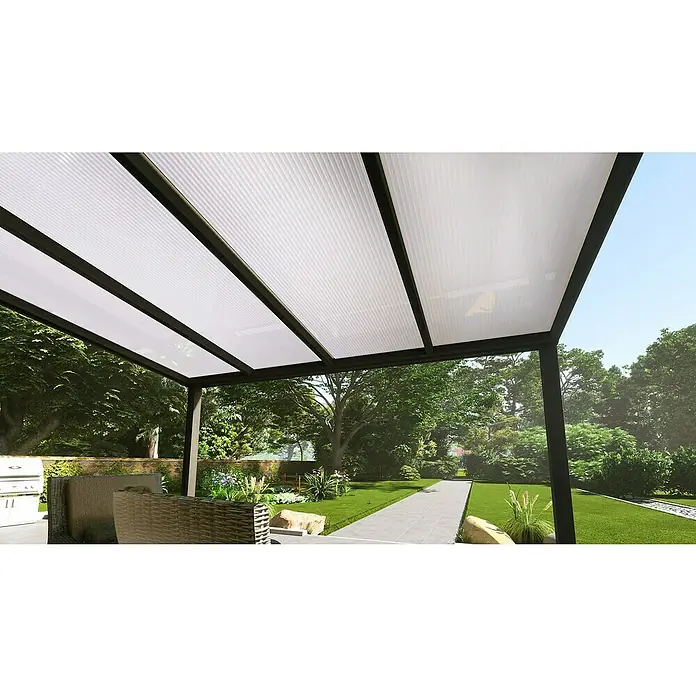 Pure Garten Terrassenschirm 3 M – Versetzt, Mit Kreuzfuß, Lichtbeständig, Terrakotta