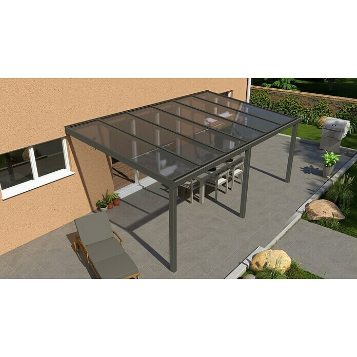 Terrassenüberdachung Special Edition (L x T: 600 x 350 cm, Polycarbonat, Anthrazitgrau, Klar)