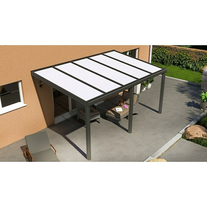 Terrassenüberdachung Special Edition (L x T: 500 x 300 cm, Polycarbonat, Anthrazitgrau, Opal)