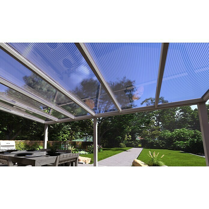 Terrassenüberdachung Special Edition (L x T: 600 x 300 cm, Polycarbonat, Verkehrsweiß, Klar)