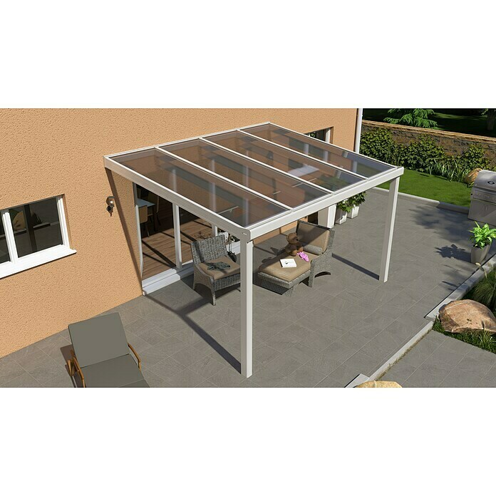 Terrassenüberdachung Special Edition (L x T: 400 x 300 cm, Polycarbonat, Verkehrsweiß, Klar)