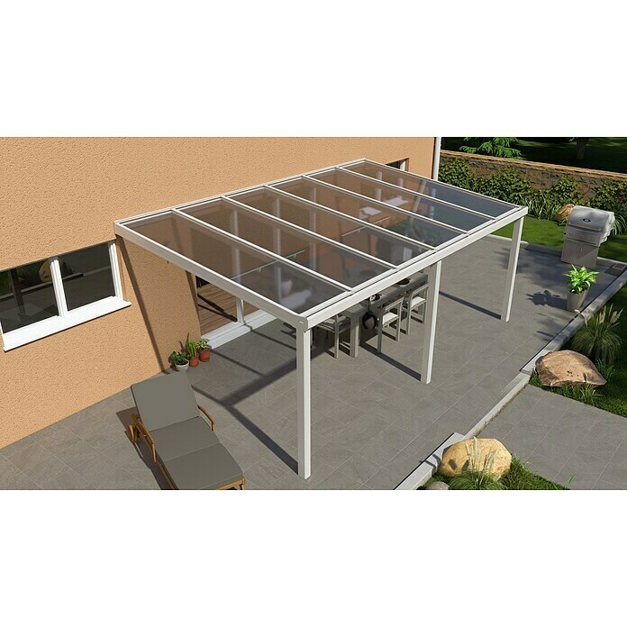 Terrassenüberdachung Special Edition (L x T: 600 x 350 cm, Polycarbonat, Verkehrsweiß, Klar)