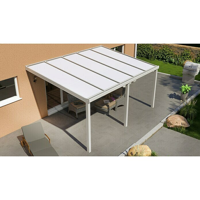 Terrassenüberdachung Special Edition (L x T: 500 x 350 cm, Polycarbonat, Verkehrsweiß, Opal)