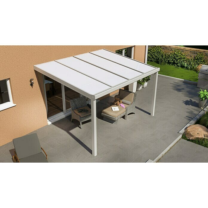 Terrassenüberdachung Special Edition (L x T: 400 x 300 cm, Polycarbonat, Verkehrsweiß, Opal)