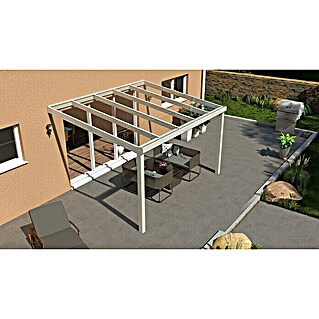 Gardendreams Terrassenüberdachung Special Edition (B x T: 400 x 300 cm, Verkehrsweiß, Verbundsicherheitsglas (VSG), Klar)