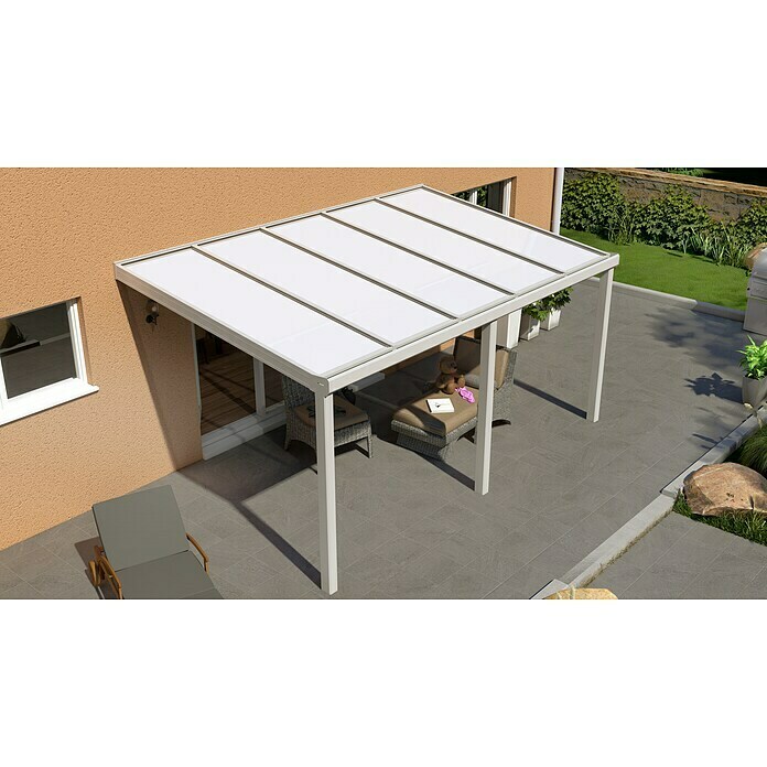 Terrassenüberdachung Special Edition (L x T: 500 x 300 cm, Polycarbonat, Verkehrsweiß, Opal)