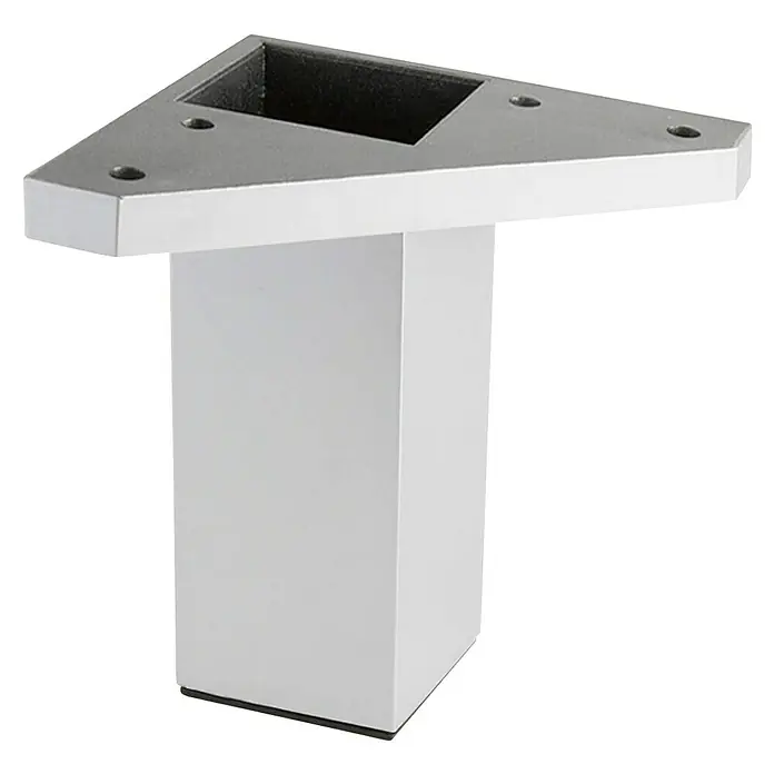 Rei Möbelfuß-Set - L x B x H: 4 x 4 x 10 cm, Aluminium, 4 Stk. - Ein elegantes, silberfarbenes Möbelbein mit dreieckiger Montageplatte, ideal für moderne Möbeldesigns und stabile Unterstützung.