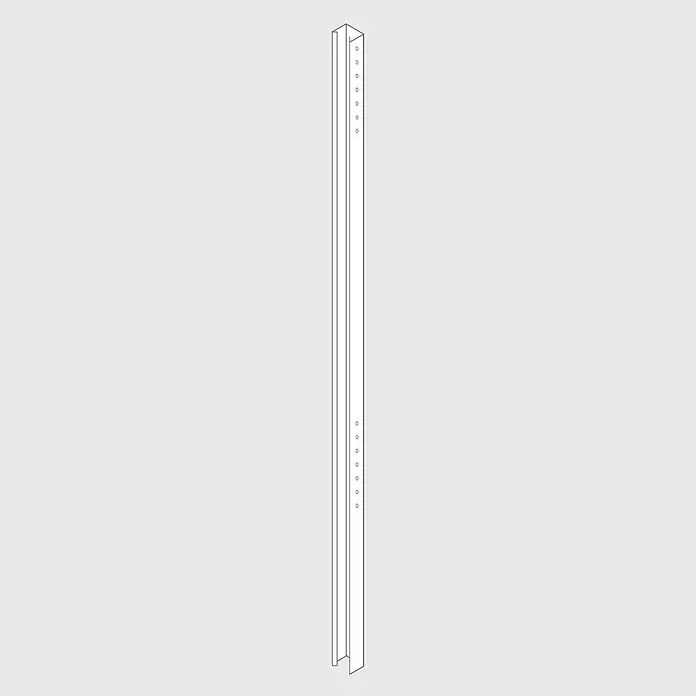 Palatino Zaunpfosten - Höhe: 240 cm, Rost - Abbildung einer perforierten Metallschiene, ideal für Regalsysteme oder zur Wandmontage, mit klaren Linien und minimalistischem Design.