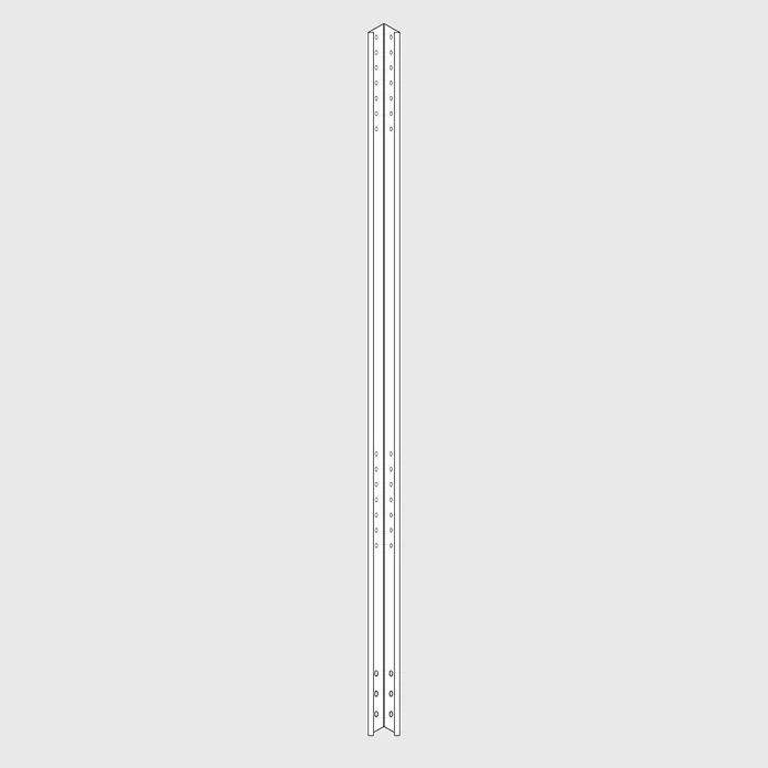 Palatino Zaunpfosten - Höhe: 240 cm, Rost - Darstellung eines Winkelprofils aus Metall mit Löchern zur Befestigung, geeignet für Konstruktions- und Montagearbeiten.