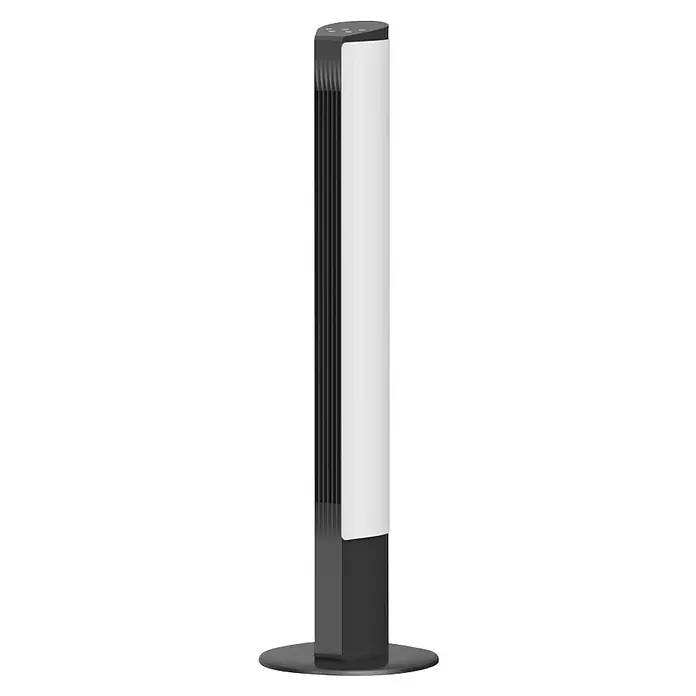 Purline Venty Ventilador de torre TO 55 - Blanco y Negro, 113 cm - Imagen de un ventilador de torre elegante y moderno en blanco y negro. Perfecto para la ventilación de habitaciones y diseño moderno.