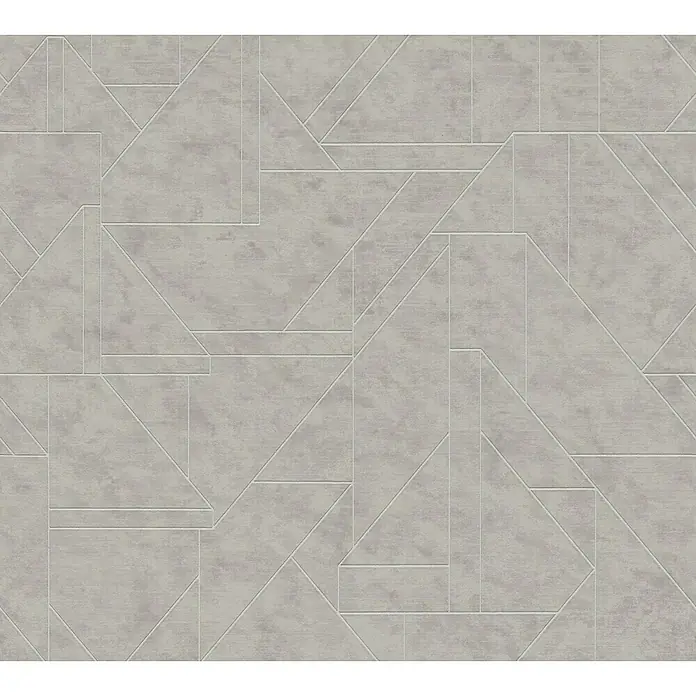 A.S. Création Metropolitan Stories Travel Styles Vliestapete LilienGrau, Grafisch, 10,05 x 0,53 m - Graue geometrische Tapete mit einem subtilen, strukturierten Finish, ideal für moderne Innenräume.