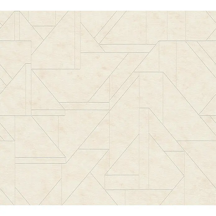 A.S. Création Metropolitan Stories Travel Styles Vliestapete LilienBeige, Grafisch, 10,05 x 0,53 m - Beiges geometrisches Tapetenmuster mit subtilen Linien und Textur für eine moderne Wandgestaltung.
