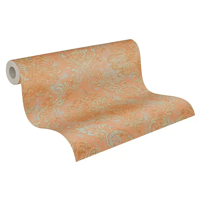 A.S. Création Metropolitan Stories Travel Styles Vliestapete DamaskOrange, Ornament, 10,05 x 0,53 m