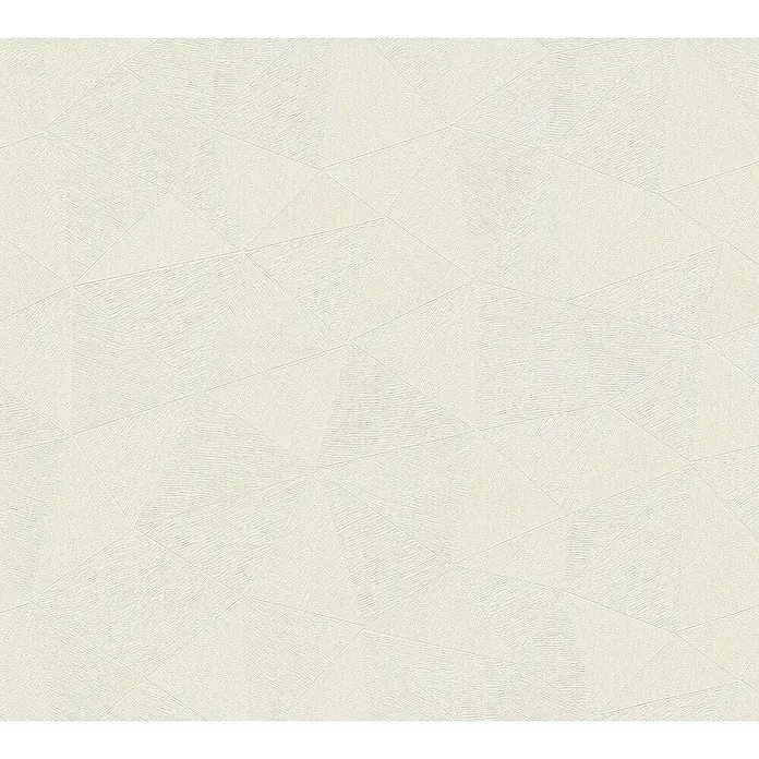 A.S. Création Metropolitan Stories Travel Styles Vliestapete - Creme, Grafisch, 10,05 x 0,53 m, Matt - Geometrische Tapete in Weiß mit subtilen Texturen und Dreiecksmustern für eine elegante Wandgestaltung.