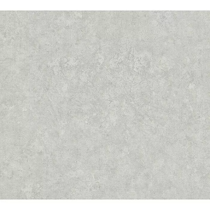A.S. Création Metropolitan Stories Travel Styles Vliestapete - Grau, Uni, 10,05 x 0,53 m, Feine Struktur - Hellgraue, texturierte Oberfläche mit mattem Finish, ähnlich Beton oder Putz.