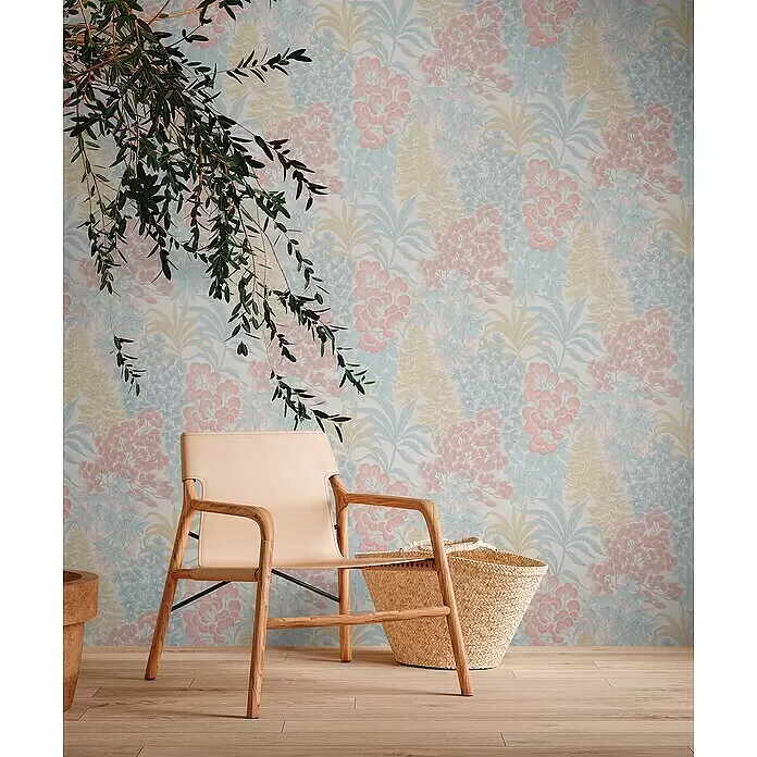 A.S. Création Metropolitan Stories Travel Styles Vliestapete Blumen ICreme/Blau, Floral, 10,05 x 0,53 m