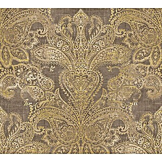 AS Creation Metropolitan Stories Travel Styles Vliestapete Damask (Gold/Braun, Ornament, 10,05 x 0,53 m)