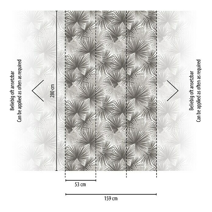 AS Creation Metropolitan Stories Travel Styles Fototapete Dschungel-Allover (B x H: 1,59 x 2,8 m, Vlies, Grau) | BAUHAUS