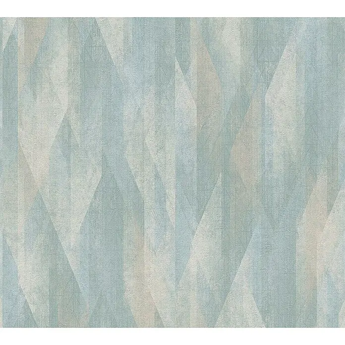 A.S. Création Metropolitan Stories Travel Styles Vliestapete Vintage - Grün/Blau, Grafisch, 10,05 x 0,53 m - Abstraktes geometrisches Muster in Blau- und Grautönen, ideal für moderne Wandgestaltungen und dekorative Elemente.