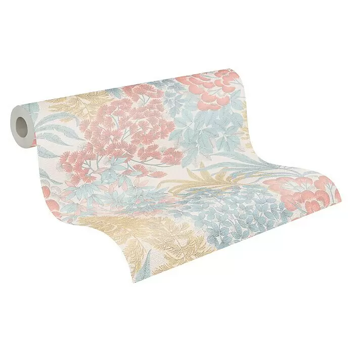 A.S. Création Metropolitan Stories Travel Styles Vliestapete Blumen ICreme/Blau, Floral, 10,05 x 0,53 m