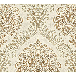 AS Creation Metropolitan Stories Travel Styles Vliestapete Damask (Creme/Gold, Ornament, 10,05 x 0,53 m)