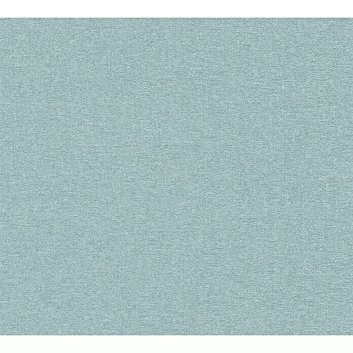 A.S. Création Metropolitan Stories Travel Styles Vliestapete - Blau, Uni, 10,05 x 0,53 m - Hellblaugraue, strukturierte Oberfläche, die einem fein gewebten Stoff oder einer matten Wandverkleidung ähnelt.