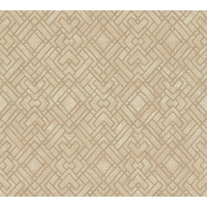 A.S. Création Metropolitan Stories Travel Styles Vliestapete Allover I (Beige/Gold, Grafisch, 10,05 x 0,53 m)