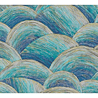 A.S. Création Metropolitan Stories Travel Styles Vliestapete (Türkis/Blau, Wellen, 10,05 x 0,53 m)