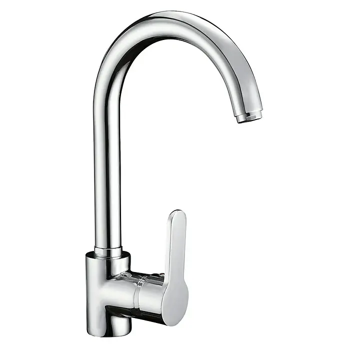 Cosmobath Aurora Grifo de cocina - Cromo, Brillante - Un grifo de cocina cromado moderno y brillante con un diseño elegante y una práctica manija de palanca para fácil manejo.