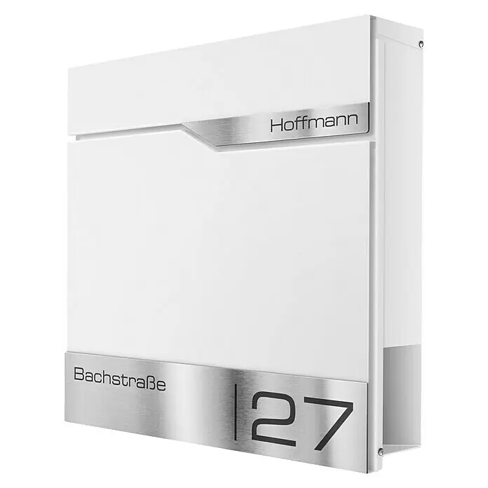 Metzler Wandbriefkasten SiebertL x B x H: 10,5 x 37 x 37 cm, Verkehrsweiß, Stahl, Zeitungsfach