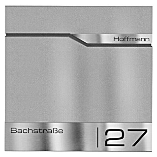 Metzler Briefkasten Siebert (Stahl, L x B x H: 10,5 x 37 x 37 cm, Grau-Aluminium, Format Einwurf: 335 x 35 mm)
