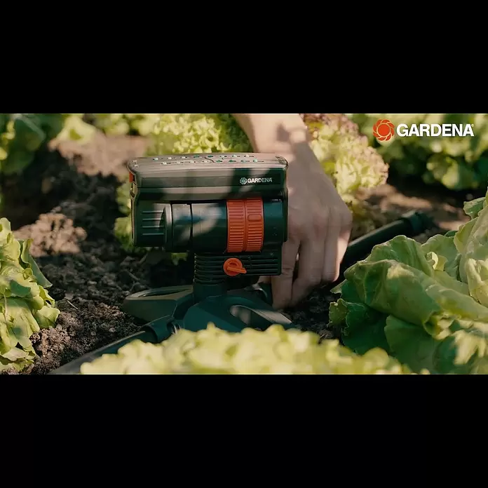 Gardena Micro-Drip Viereckregner OS 90 - Max. Regnerfläche: 90 m², Schwarz/Orange - Aspersor oscilante OS 90 GARDENA 13325