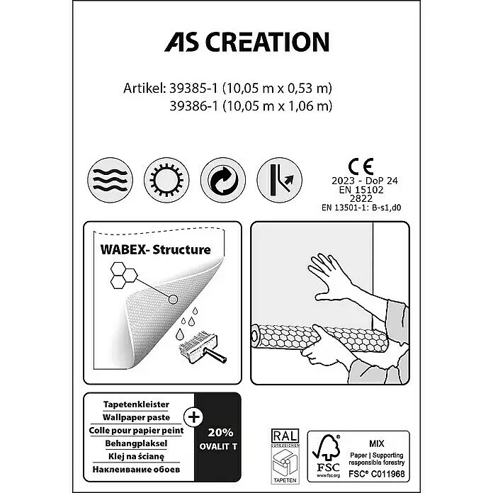 A.S. Création Dämmtapete ThermowallL x B x S: 10,05 m x 0,53 m x 1 mm, Weiß