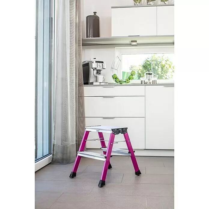 Krause Monto Klapptritt Rolly4 Stk., Arbeitshöhe: 2,45 m, Pink