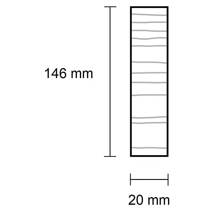 Rechteckleiste - 242 x 2 x 14,6 cm, Mahagoni - Rechteckiger Block mit internen horizontalen Linien, 146 mm lang und 20 mm breit.