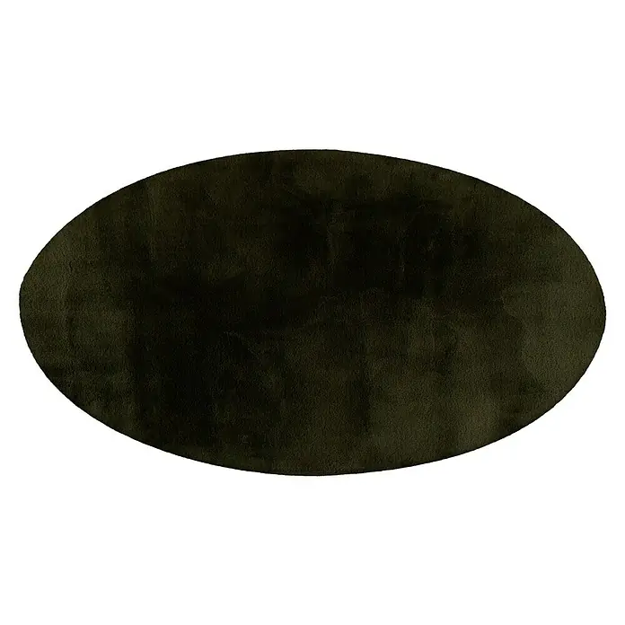 Fellteppich Happy - Basil, Durchmesser: 120 cm, 100 % Polyester (Flor) - Detailansicht eines runden, dunkelgrünen Teppichs mit subtiler Textur, ideal für ein stilvolles und gemütliches Ambiente.