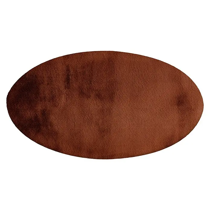 Fellteppich Happy - Terra, Durchmesser: 120 cm, 100 % Polyester (Flor) - Ein brauner, runder Teppich mit einem weichen, strukturierten Flor, ideal für Wohnräume, um Wärme und Komfort zu bieten.