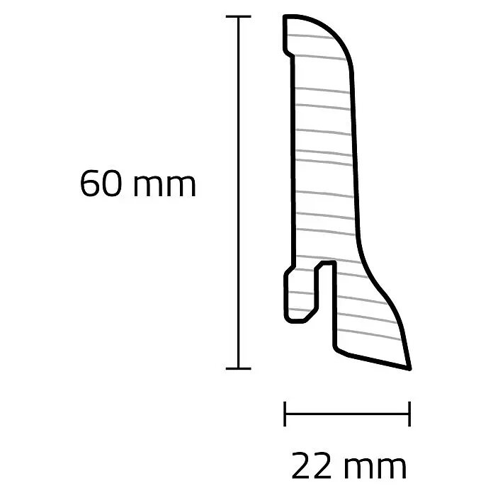 Sockelleiste - 240 x 2,2 x 6 cm, Eiche geölt - Skizze