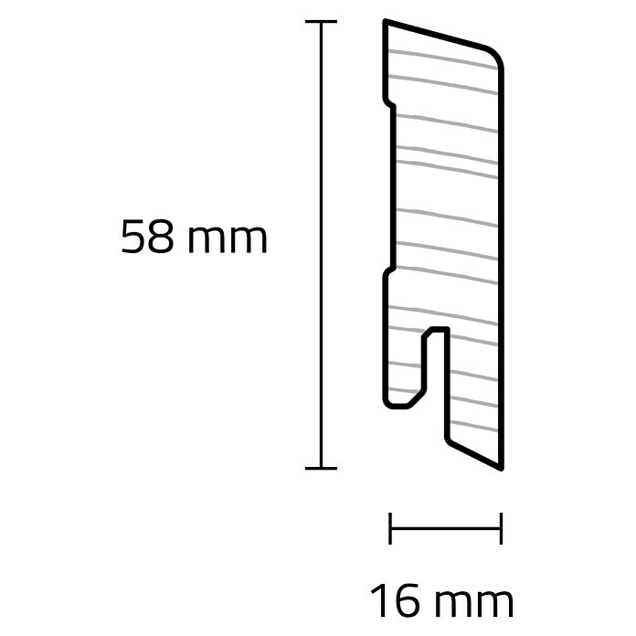 Sockelleiste I (240 x 1,6 x 5,8 cm, Kiefer) | BAUHAUS