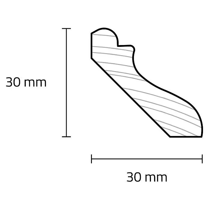 Sockelleiste - 244 x 3 x 3 cm, Eiche - Skizze